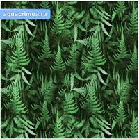 Штора в ванную комнату с рисунком "ЗЕЛЁНЫЙ ПАПОРОТНИК", без колец, полиэстэр